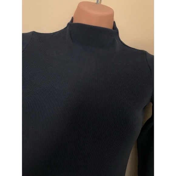 Navy blue wool high neck dress - Picture 2 of 6